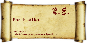 Max Etelka névjegykártya